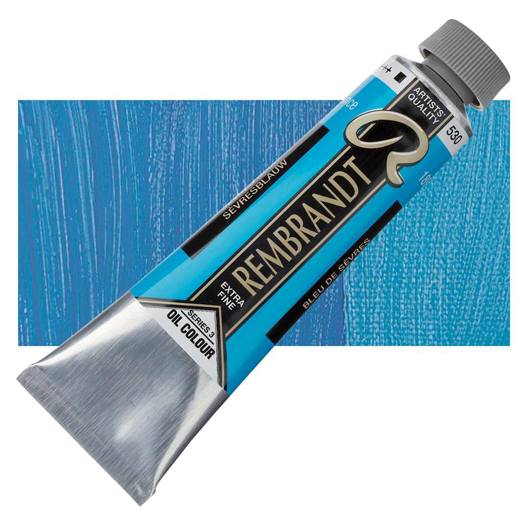 Open in modal - Rembrandt Artists' Oil Color - Sèvres Blue, 40 ml tube and swatch