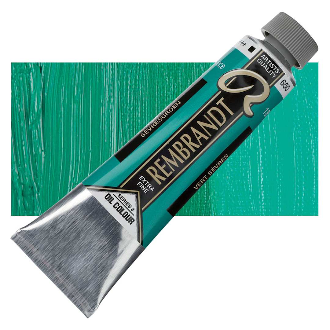 Open in modal - Rembrandt Artists' Oil Color - Sevres Green, 40 ml tube and swatch
