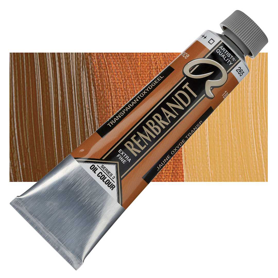 Open in modal - Rembrandt Artists' Oil Color - Transparent Oxide Yellow, 40 ml tube and swatch