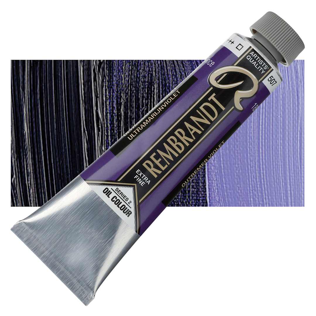 Open in modal - Rembrandt Artists' Oil Color - Ultramarine Violet, 40 ml tube and swatch