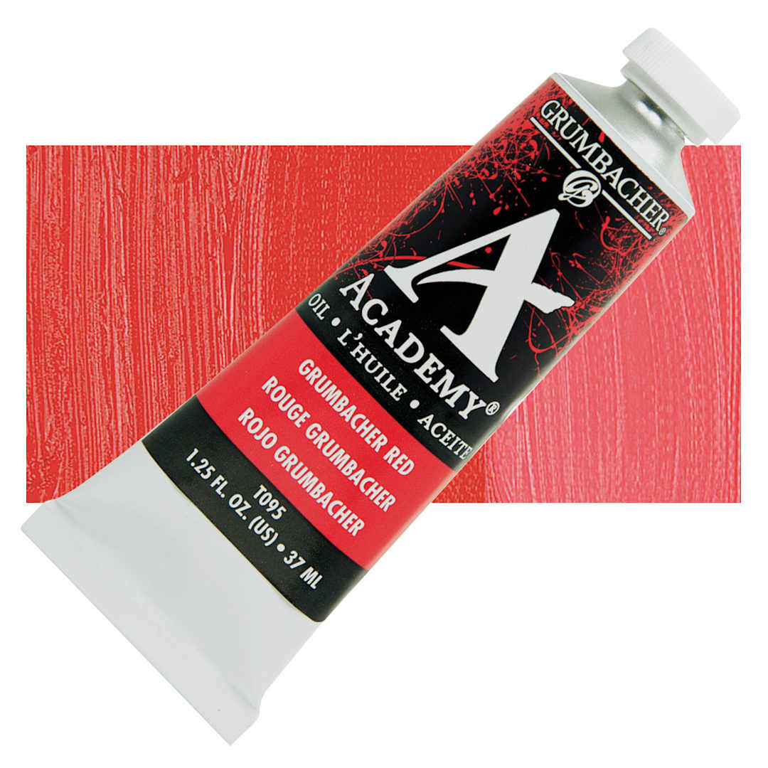 Open in modal - Grumbacher Academy Oil Color - Grumbacher Red, 37 ml tube and swatch
