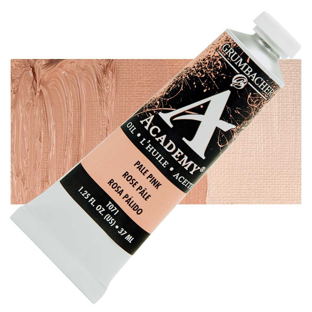 Open in modal - Grumbacher Academy Oil Color - Pale Pink, 37 ml tube and swatch