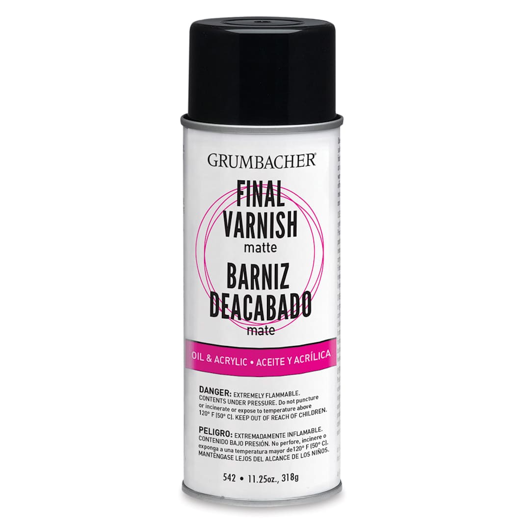 Open in modal - Grumbacher Final Varnish - Front view of 11 oz can of Matte Varnish