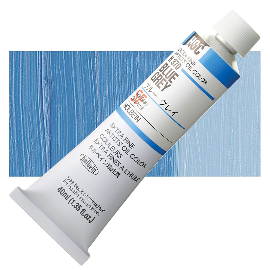 Open in modal - Holbein Artists' Oil Color - Blue Gray, 40 ml tube and swatch