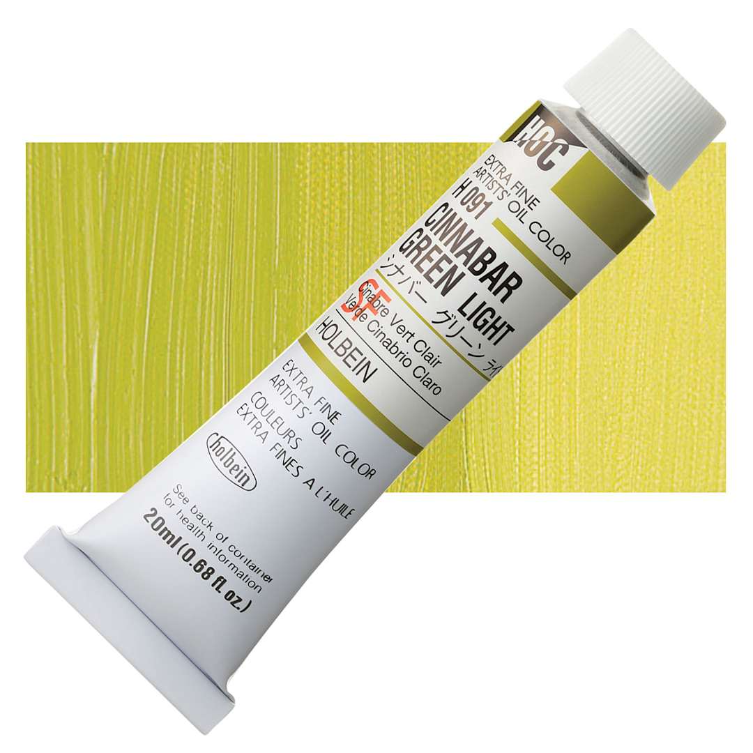 Open in modal - Holbein Artists' Oil Color - Cinnabar Green Light, 20 ml tube and swatch
