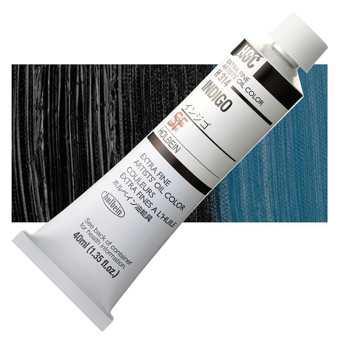 Open in modal - Holbein Artists' Oil Color - Indigo, 40 ml tube and swatch