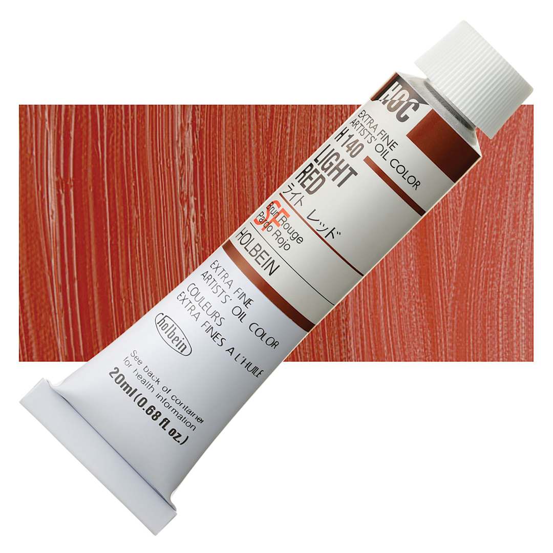 Open in modal - Holbein Artists' Oil Color - Light Red, 20 ml tube and swatch