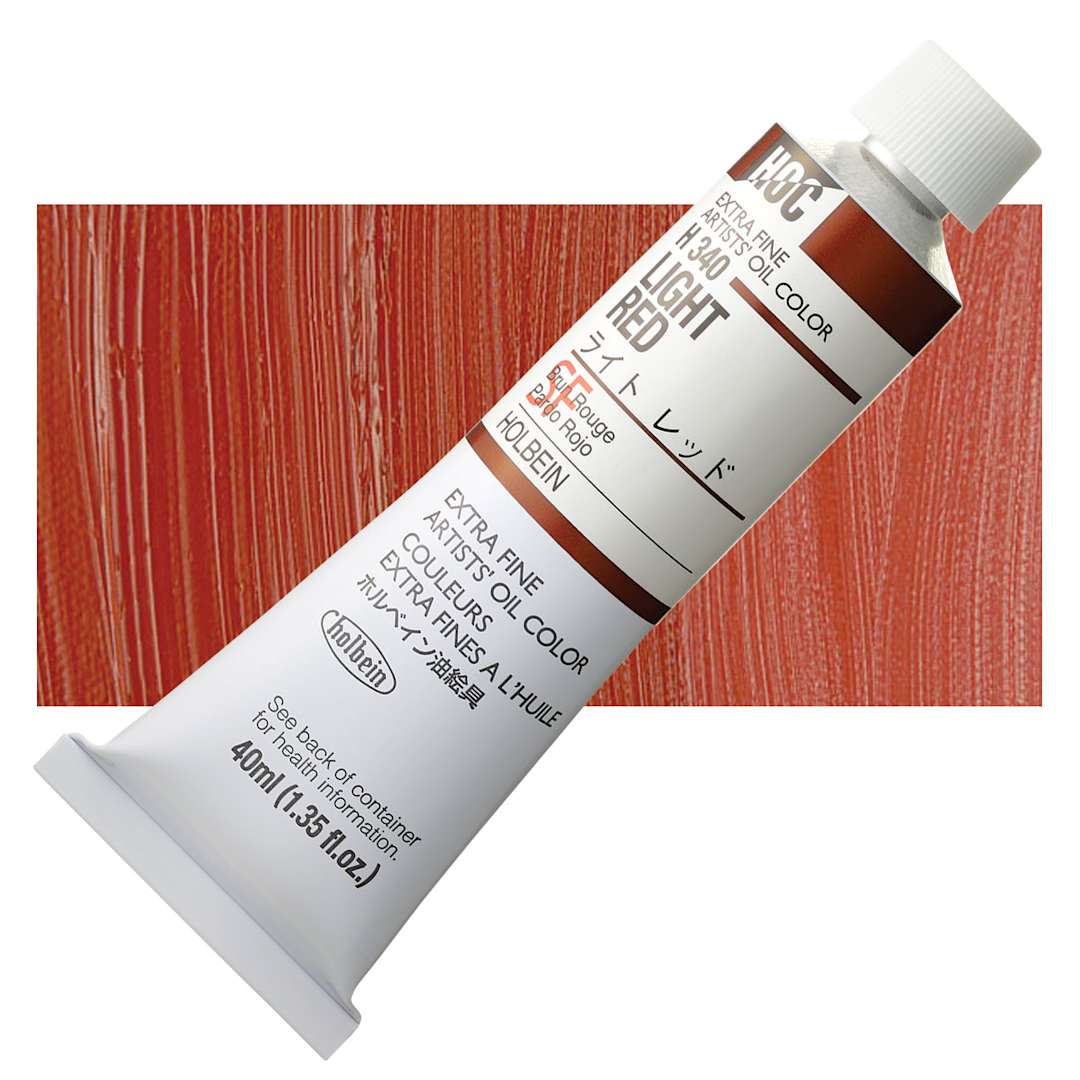 Open in modal - Holbein Artists' Oil Color - Light Red, 40 ml tube and swatch