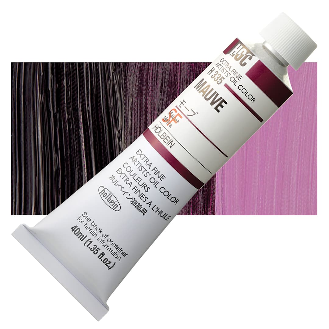 Open in modal - Holbein Artists' Oil Color - Mauve, 40 ml tube and swatch