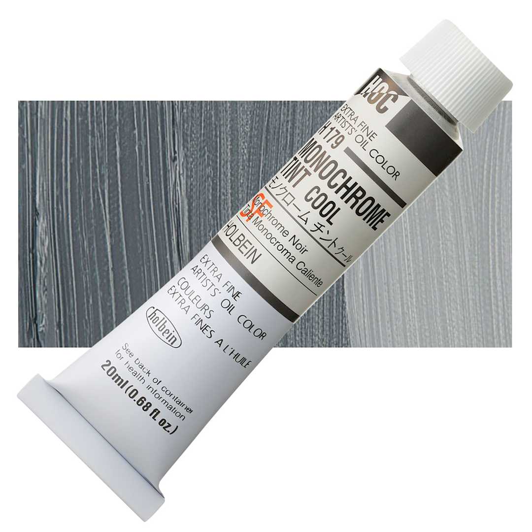 Open in modal - Holbein Artists' Oil Color - Monochrome Cool, 20 ml tube and swatch