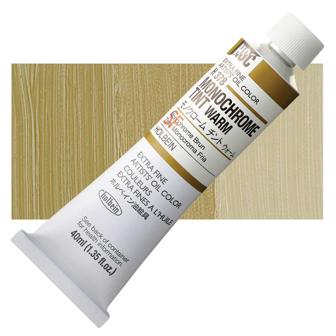 Open in modal - Holbein Artists' Oil Color - Monochrome Warm, 40 ml tube and swatch