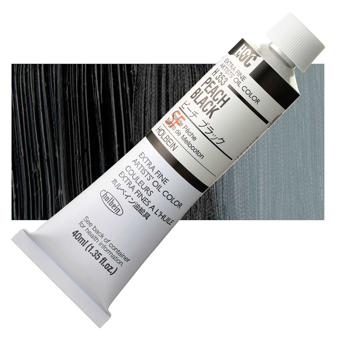 Open in modal - Holbein Artists' Oil Color - Peach Black, 40 ml tube and swatch