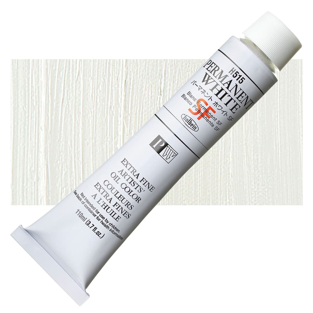 Open in modal - Holbein Artists' Oil Color - Permanent White SF, 110 ml tube and swatch