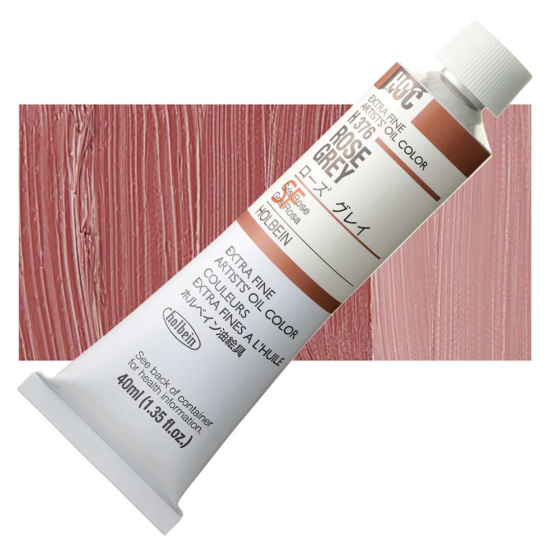 Open in modal - Holbein Artists' Oil Color - Rose Gray, 40 ml tube and swatch