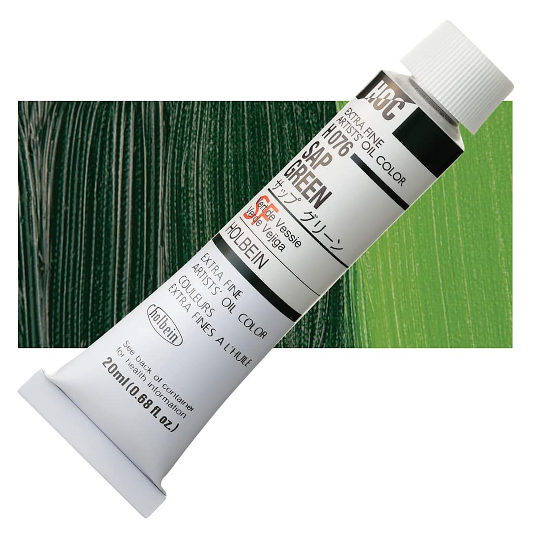 Open in modal - Holbein Artists' Oil Color - Sap Green, 20 ml tube and swatch