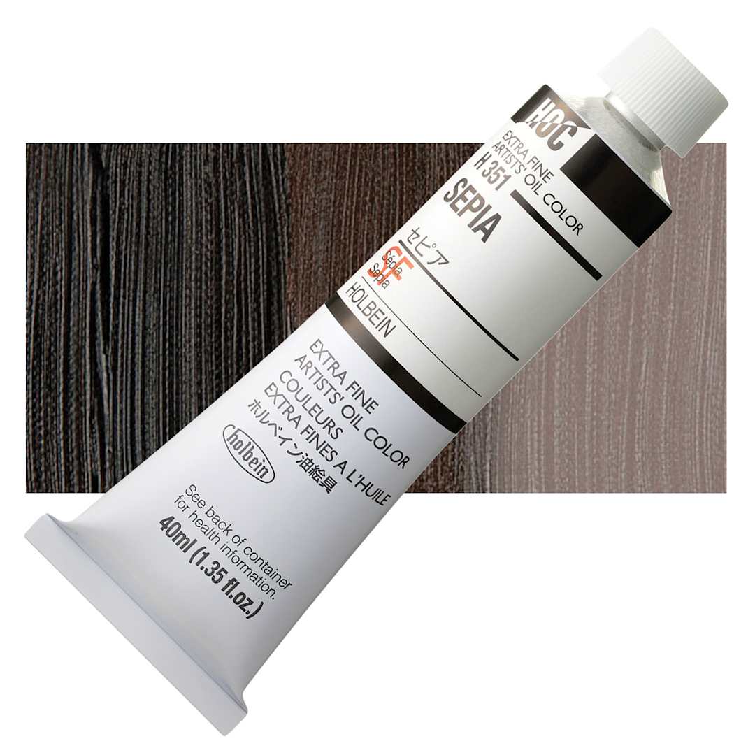 Open in modal - Holbein Artists' Oil Color - Sepia, 40 ml tube and swatch