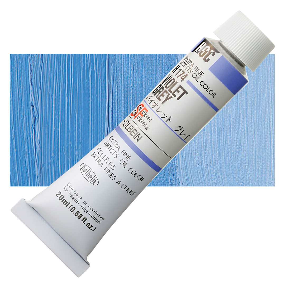 Open in modal - Holbein Artists' Oil Color - Violet Gray, 20 ml tube and swatch