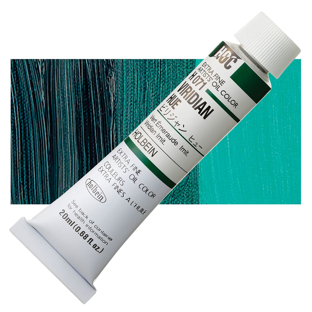 Open in modal - Holbein Artists' Oil Color - Viridian Hue, 20 ml tube and swatch