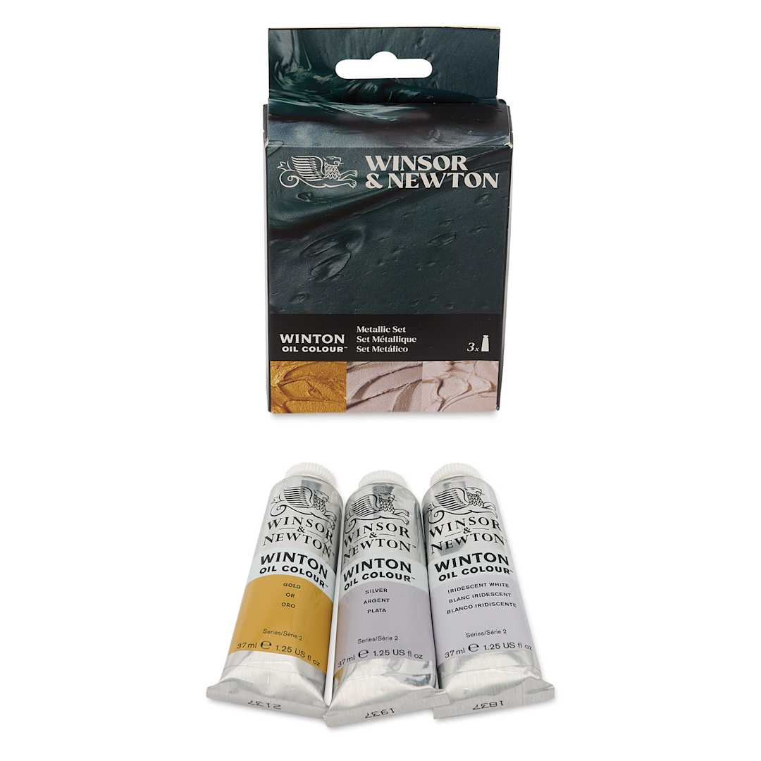 Open in modal - Winsor & Newton Winton Oil Colors - Set of 3, Metallic, 37 ml tubes, contents out of packaging