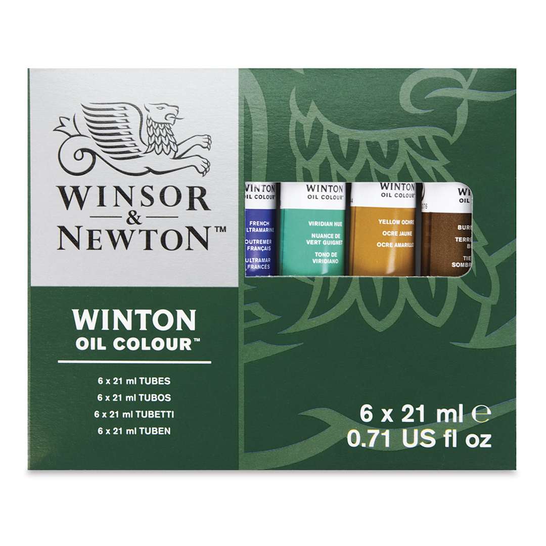 Open in modal - Winsor & Newton Winton Oil Paint - Introductory Set, Set of 6, Assorted Colors, 21 ml, Tubes (Front of packaging)