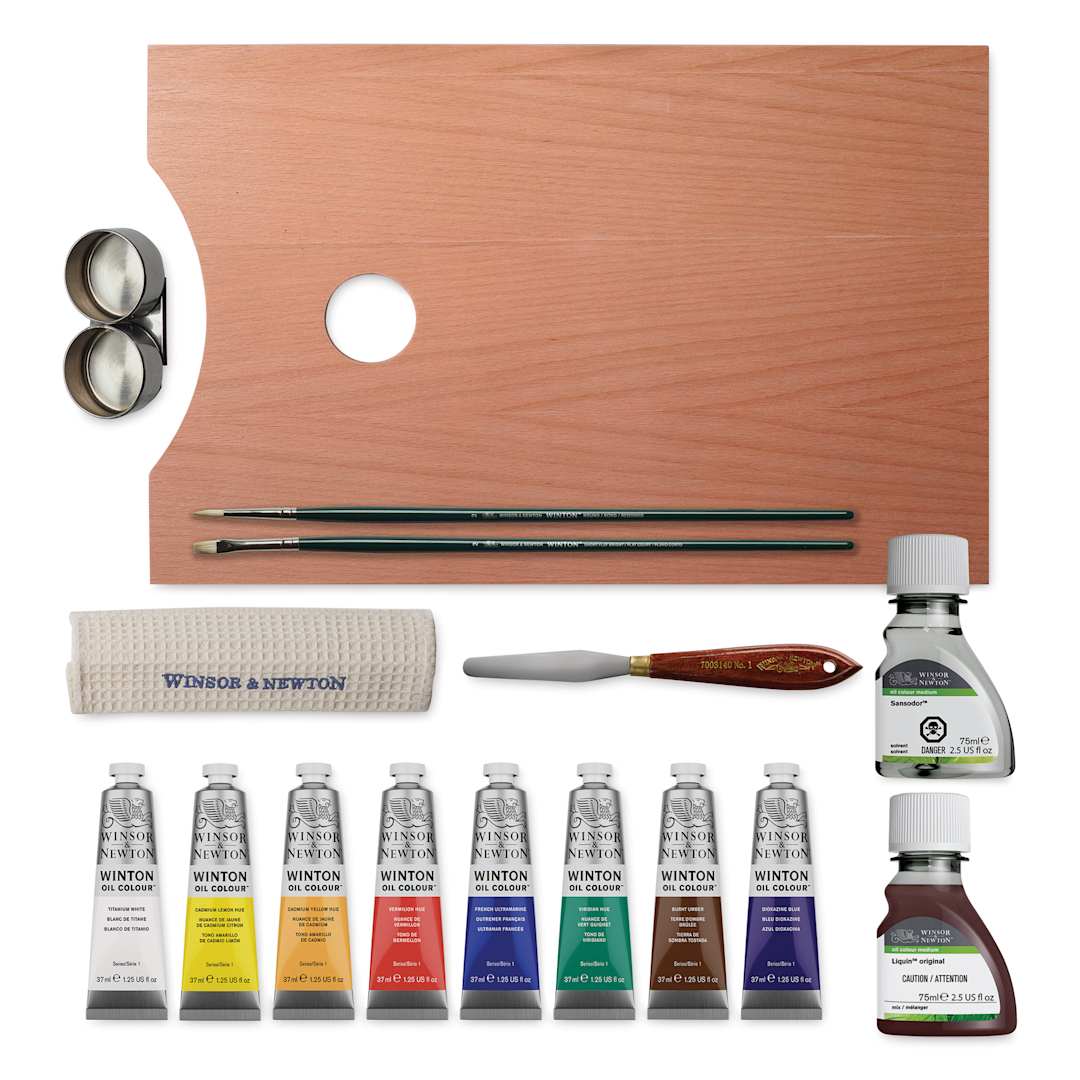 Open in modal - Winsor & Newton Winton Oil Colors - Set of 15 Wood Box Gift Set, Essential Colors
