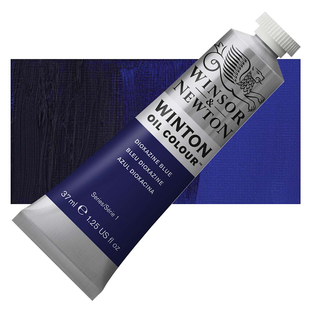 Open in modal - Winsor & Newton Winton Oil Color - Dioxazine Blue, 37 ml, Tube and swatch