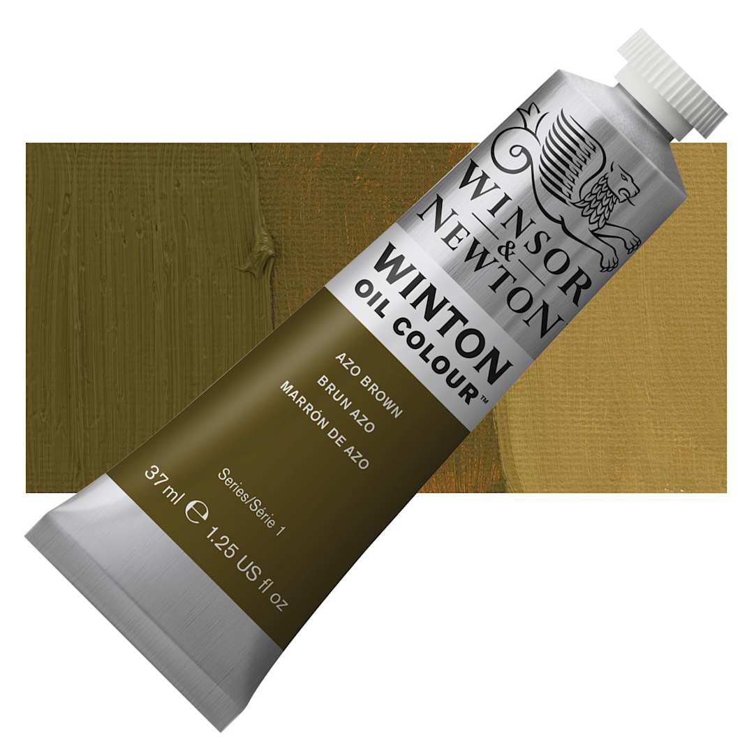 Open in modal - Winsor & Newton Winton Oil Color - Azo Brown, 37 ml tube and swatch