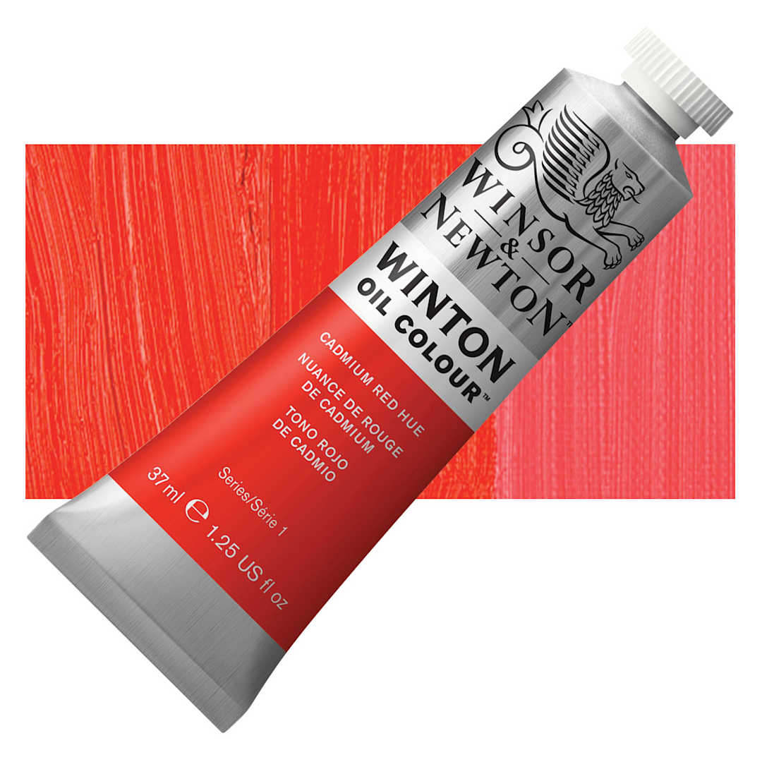 Open in modal - Winsor & Newton Winton Oil Color - Cadmium Red Hue, 37 ml tube and swatch