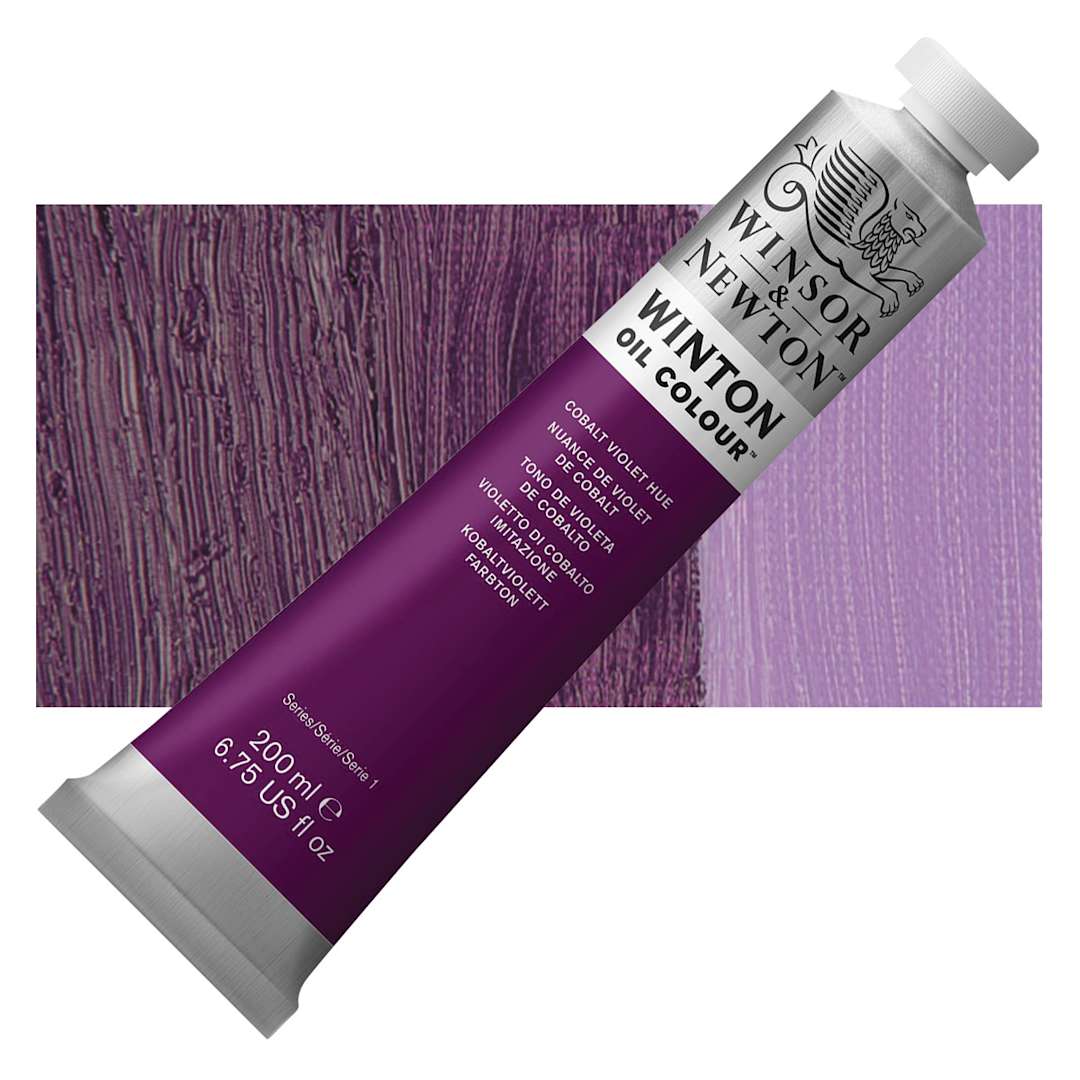Open in modal - Winsor & Newton Winton Oil Color - Cobalt Violet Hue, 200 ml tube and swatch