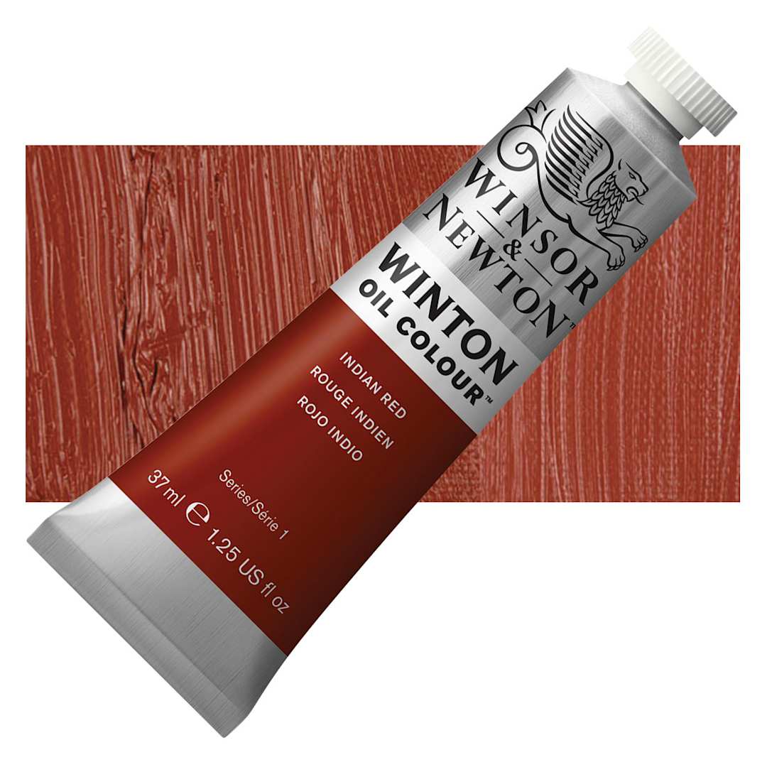 Open in modal - Winsor & Newton Winton Oil Color - Indian Red, 37 ml tube and swatch