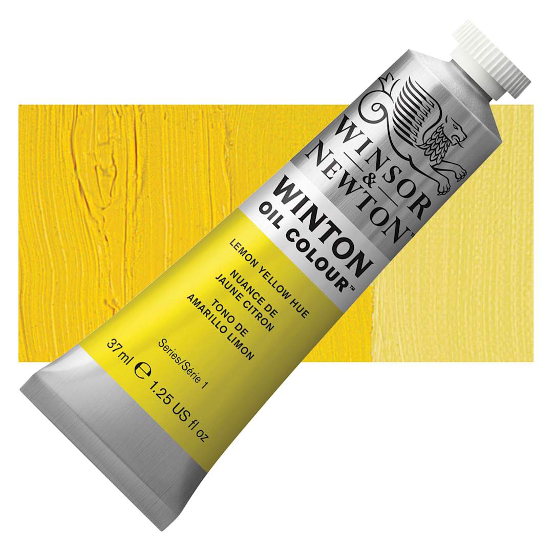 Open in modal - Winsor & Newton Winton Oil Color - Lemon Yellow Hue, 37 ml tube and swatch