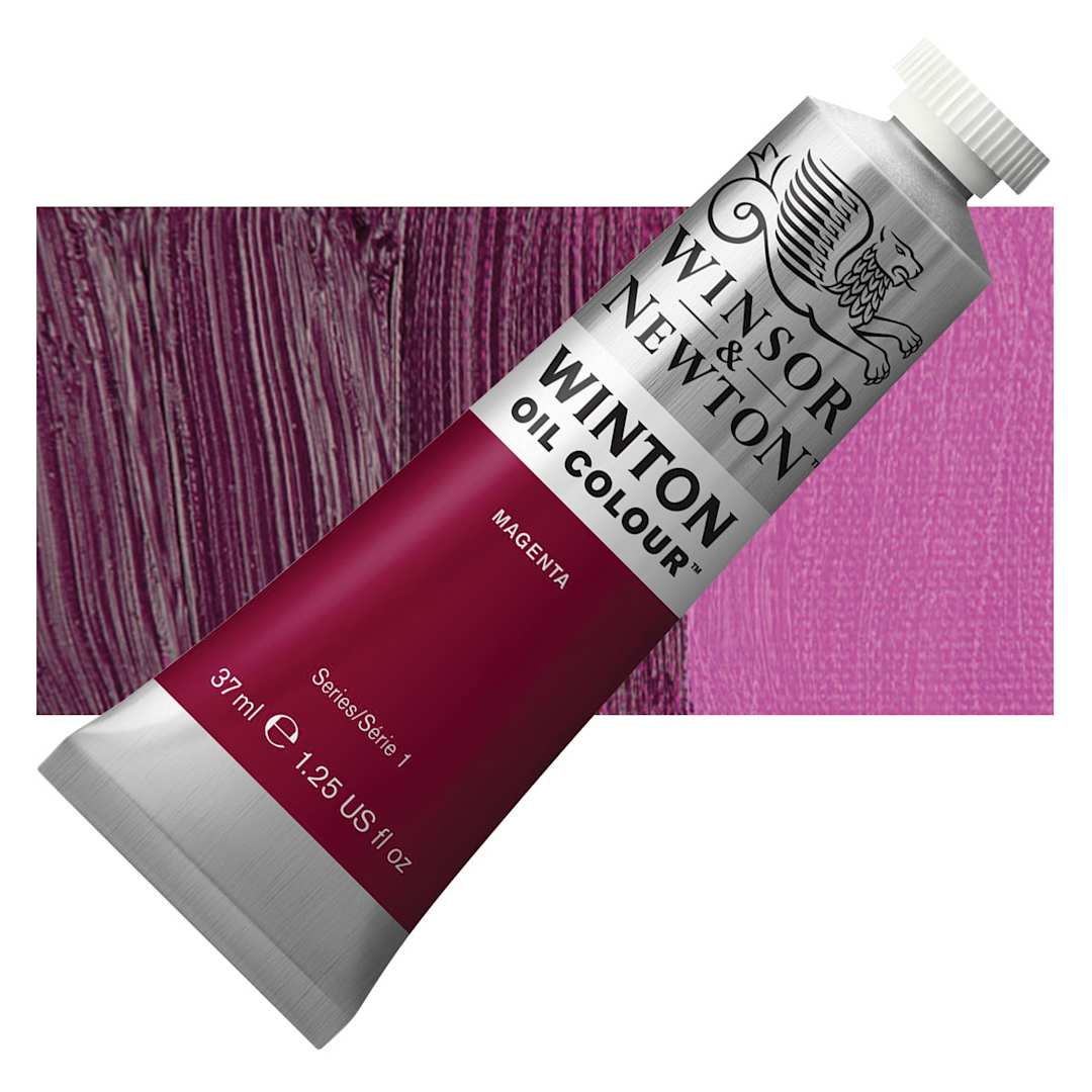Open in modal - Winsor & Newton Winton Oil Color - Magenta, 37 ml tube and swatch