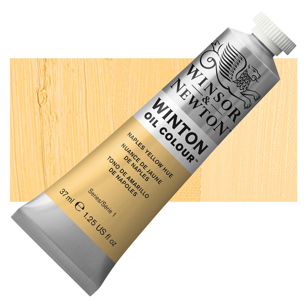 Open in modal - Winsor & Newton Winton Oil Color - Naples Yellow Hue, 37 ml tube and swatch