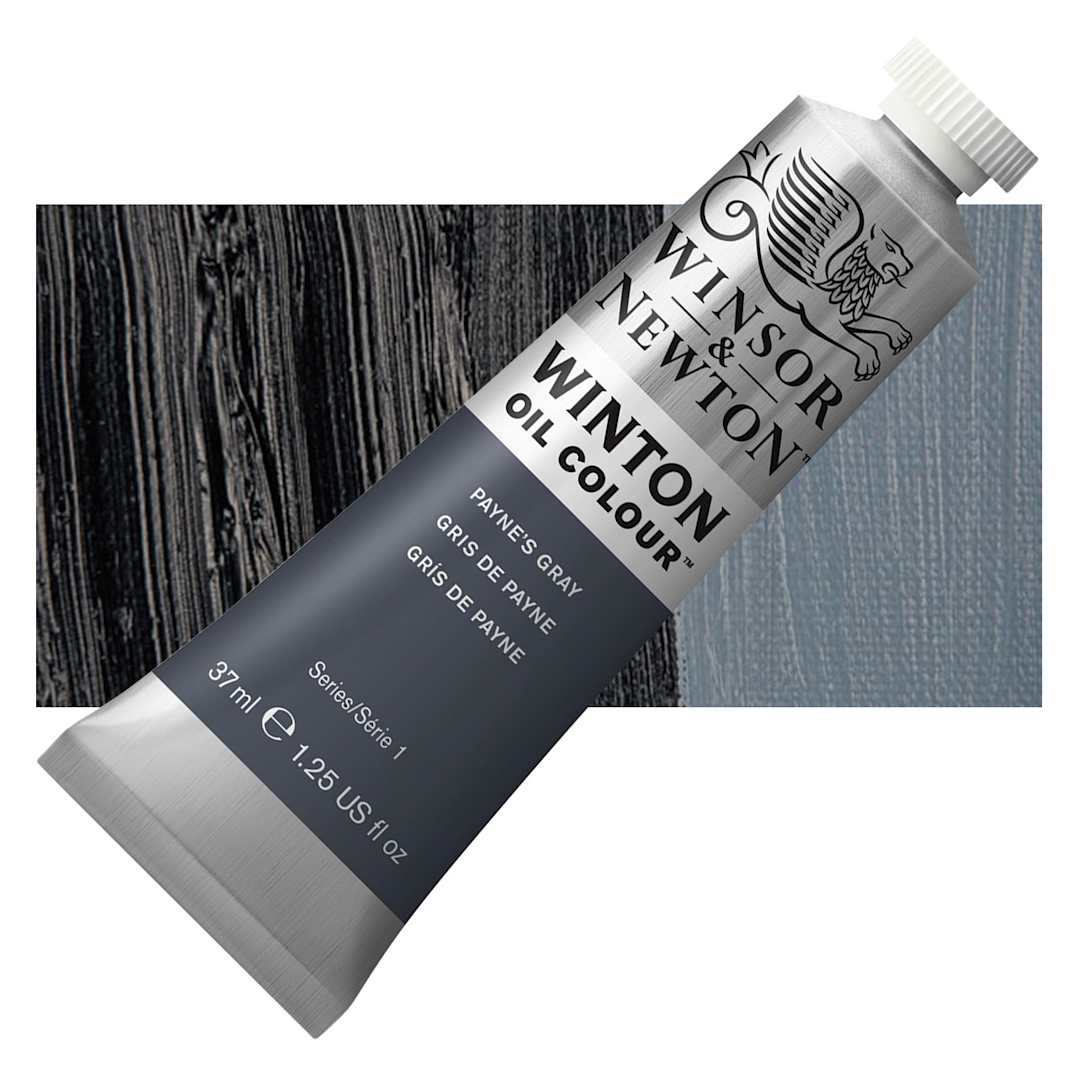 Open in modal - Winsor & Newton Winton Oil Color - Payne's Gray, 37 ml tube and swatch