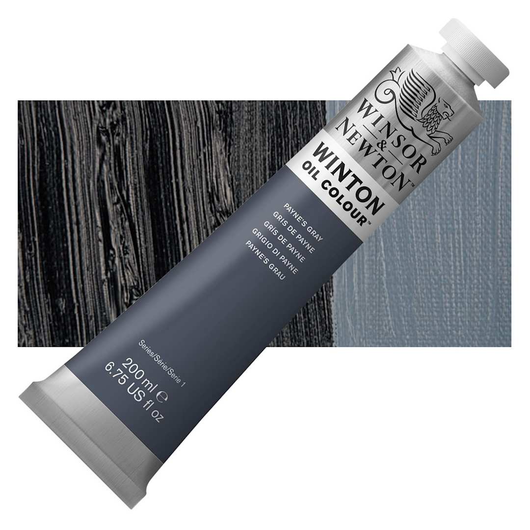 Open in modal - Winsor & Newton Winton Oil Color - Payne's Gray, 200 ml tube and swatch