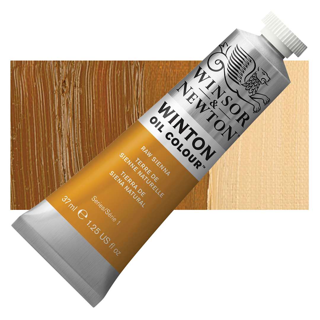 Open in modal - Winsor & Newton Winton Oil Color - Raw Sienna, 37 ml tube and swatch