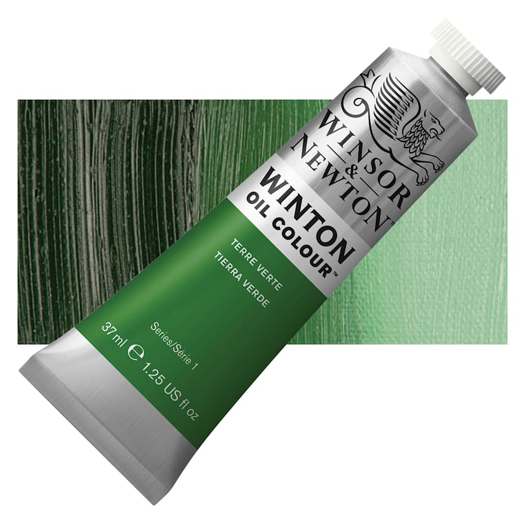 Open in modal - Winsor & Newton Winton Oil Color - Terre Verte, 37 ml tube and swatch