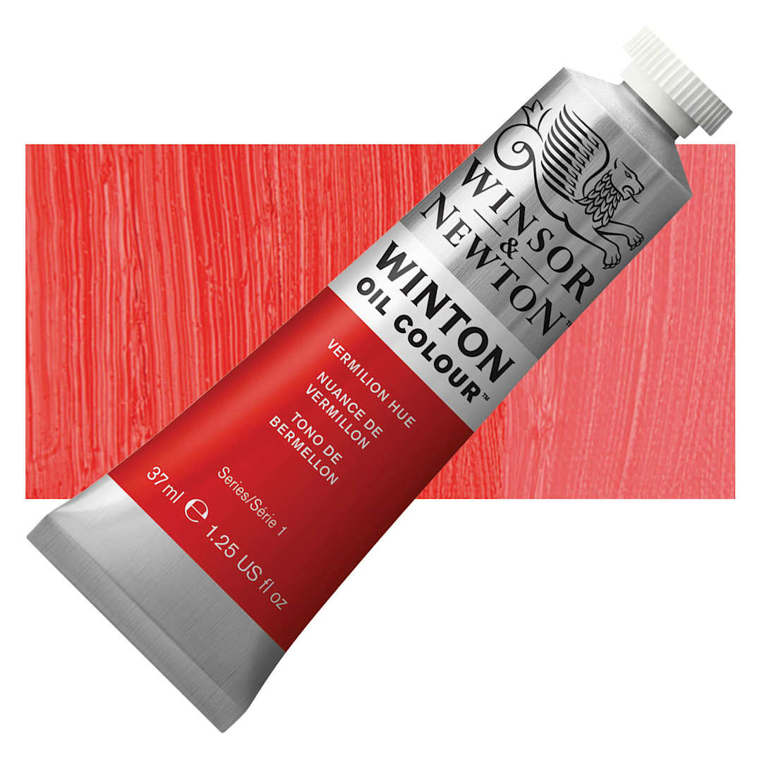 Open in modal - Winsor & Newton Winton Oil Color - Vermilion Hue, 37 ml tube and swatch