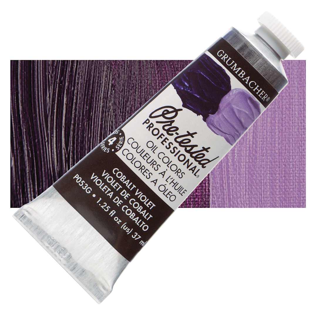 Open in modal - Grumbacher Pre-Tested Artists' Oil Color - Cobalt Violet Hue, 1.25 oz tube and swatch