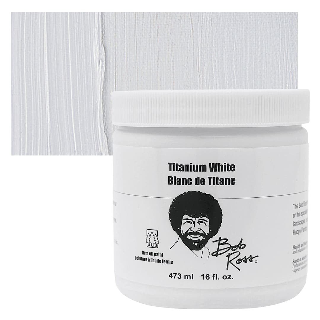 Open in modal - Bob Ross Oil Color - Titanium White, 16 oz jar and swatch