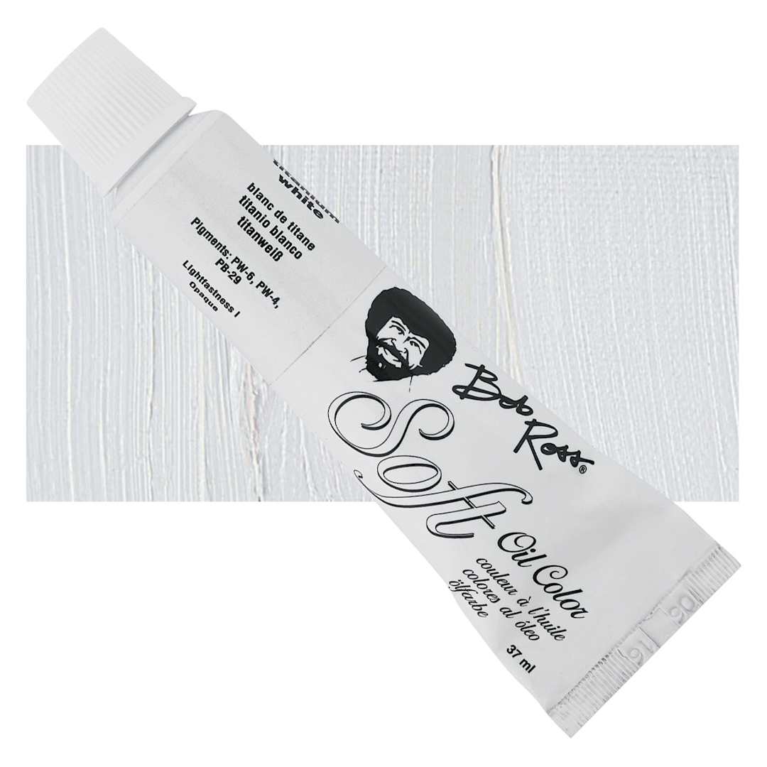 Open in modal - Bob Ross Soft Oil Color - Titanium White, 1.25 oz tube and swatch