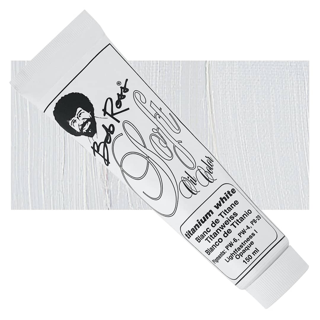 Open in modal - Bob Ross Soft Oil Color - Titanium White, 6.8 oz tube and swatch