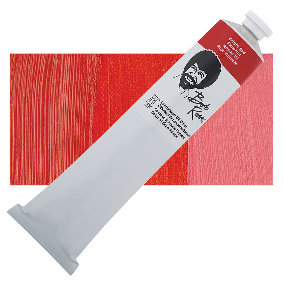 Open in modal - Bob Ross Oil Color - Bright Red, 6.8 oz tube and swatch