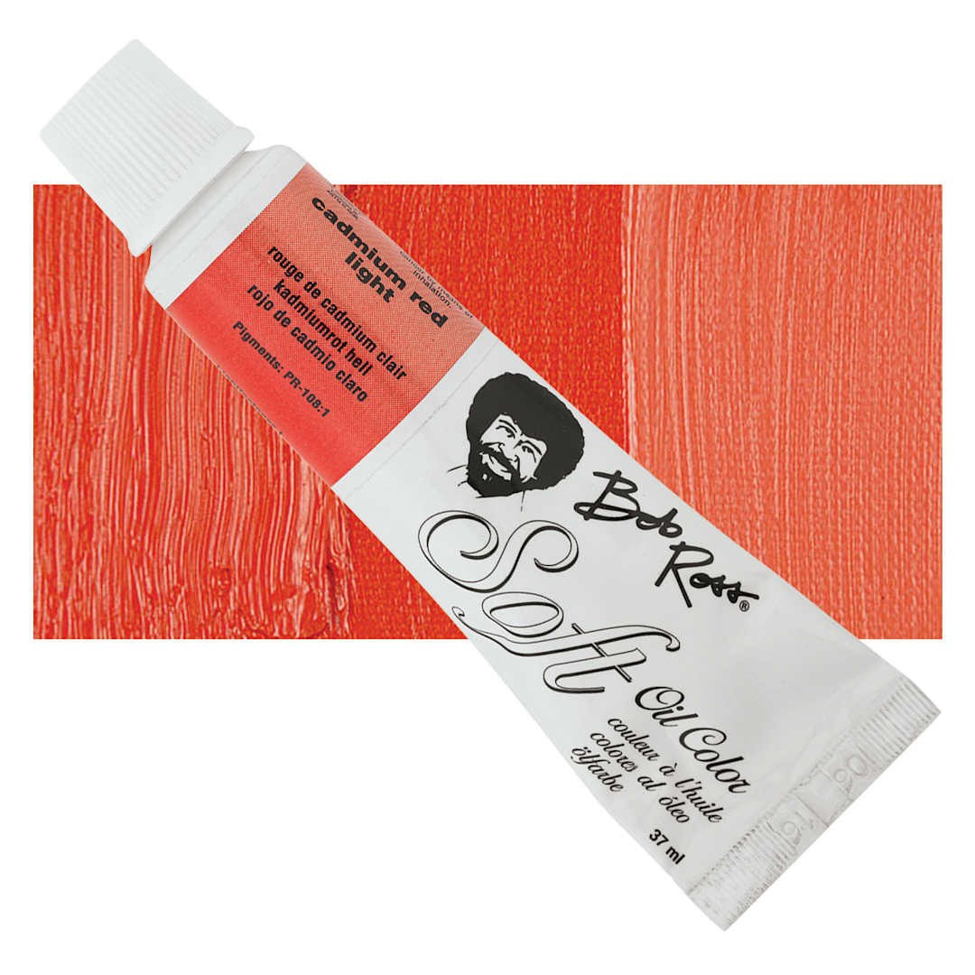 Open in modal - Bob Ross Soft Oil Color - Cadmium Red Light, 1.25 oz tube and swatch