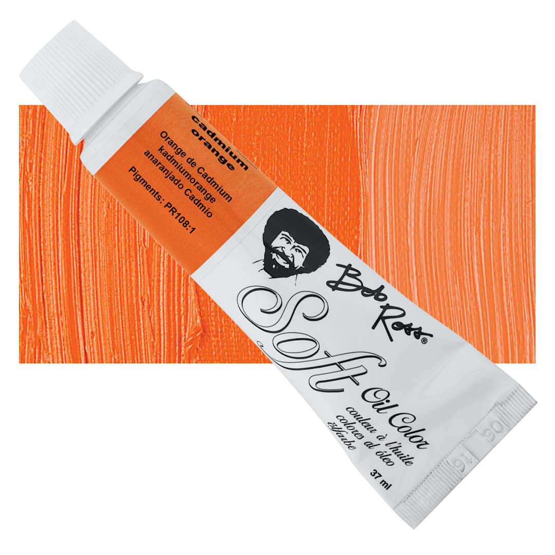 Open in modal - Bob Ross Soft Oil Color - Cadmium Orange, 1.25 oz tube and swatch