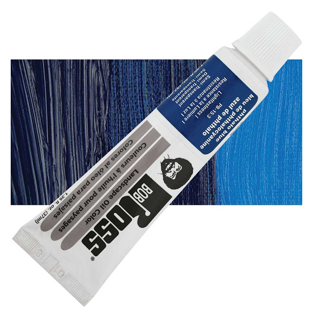 Open in modal - Bob Ross Oil Color - Phthalo Blue, 1.25 oz tube and swatch