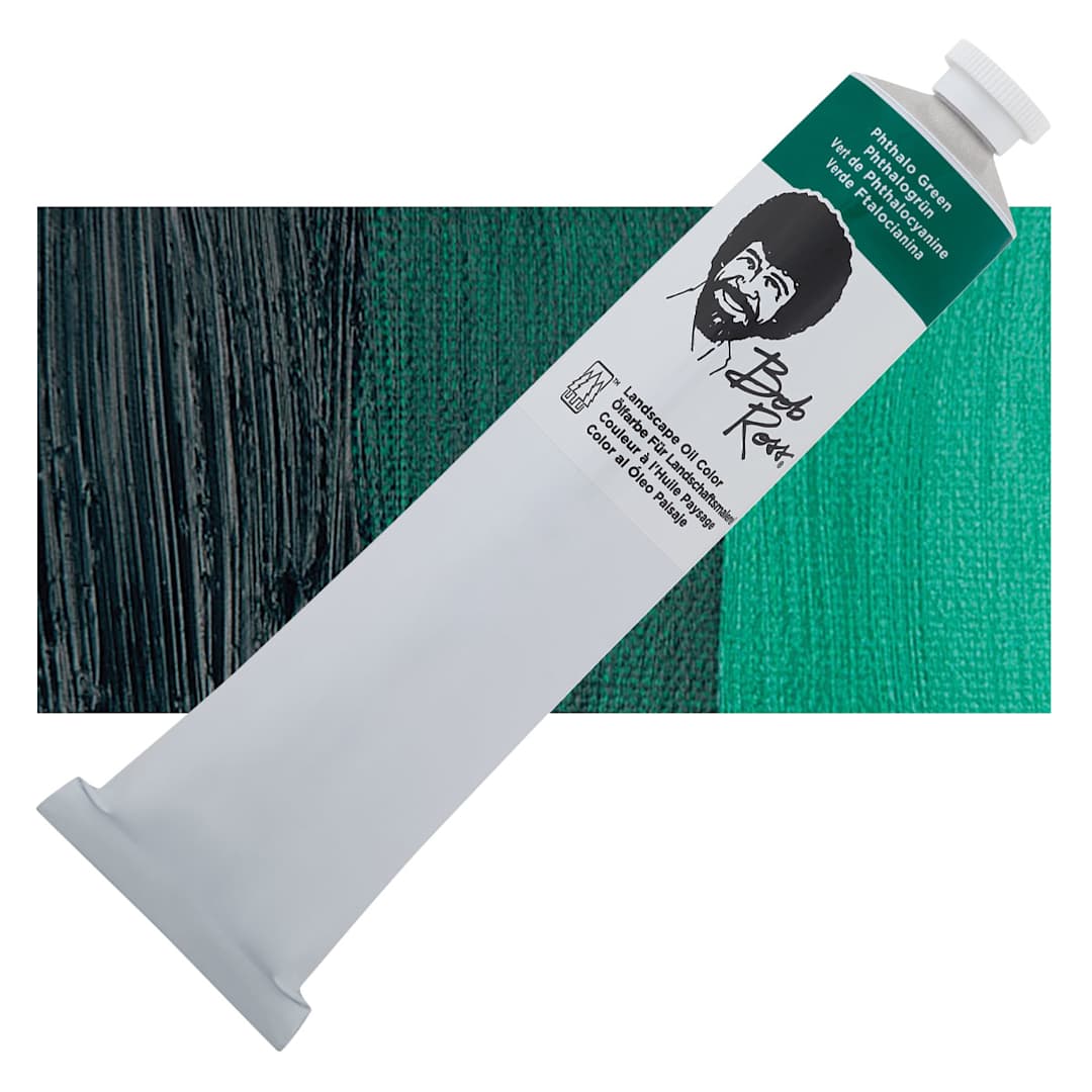 Open in modal - Bob Ross Oil Color - Phthalo Green, 6.8 oz tube and swatch