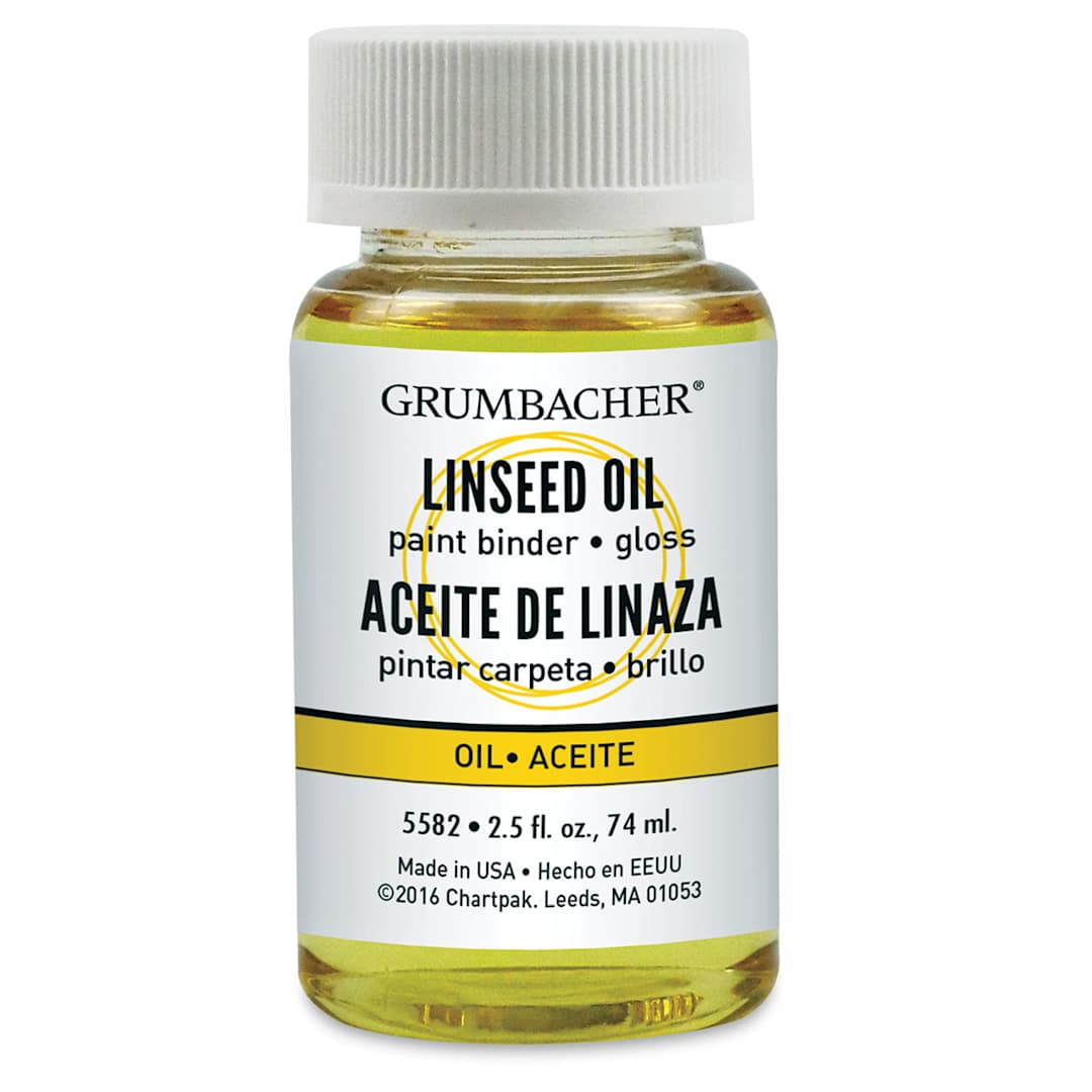 Open in modal - Grumbacher Linseed Oil - Front of 2.5 oz Bottle