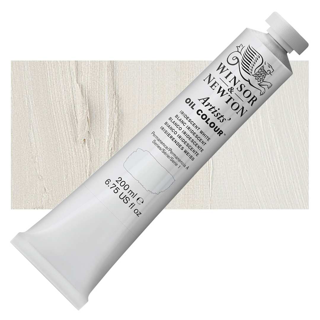 Open in modal - Winsor & Newton Artists' Oil Color - Iridescent White, 200 ml tube and swatch