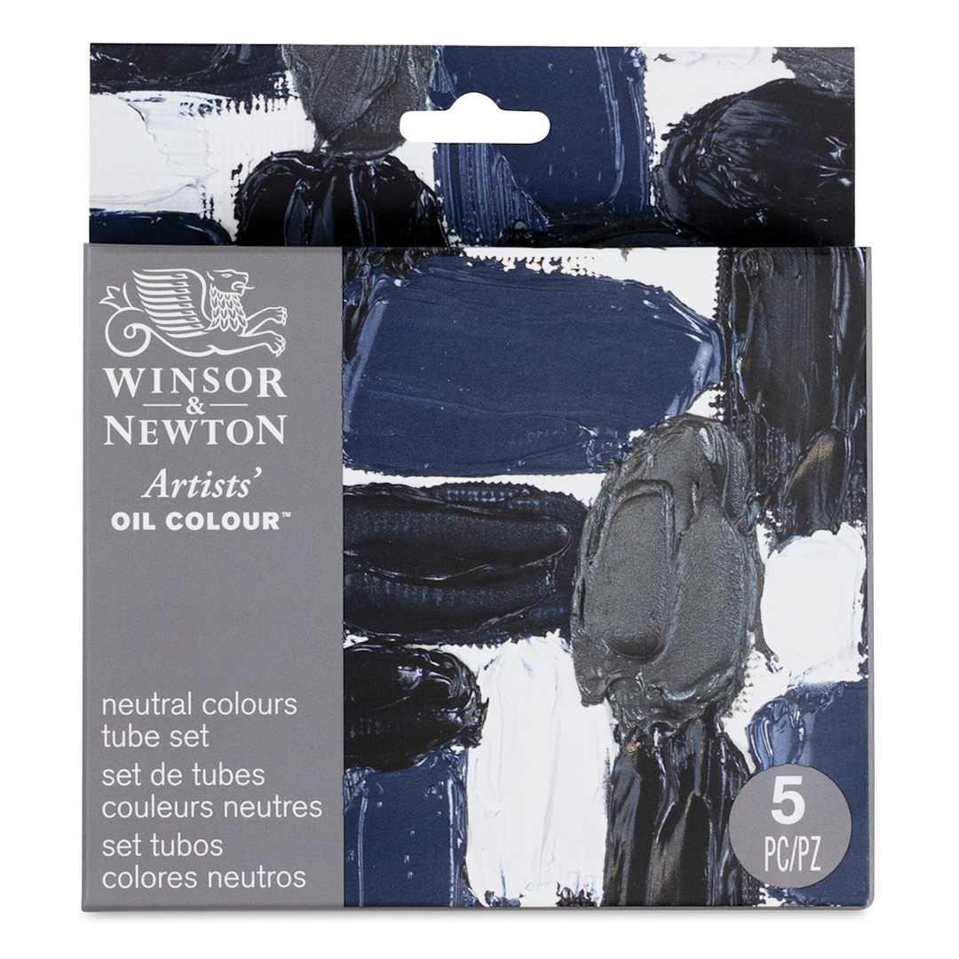 Open in modal - Winsor & Newton Artists' Oil Colors - Set of 5, Neutral Colors, 37ml tubes front of package